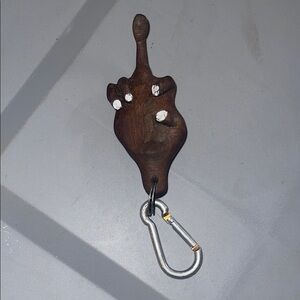Artisan Hand carved Wood Keychain